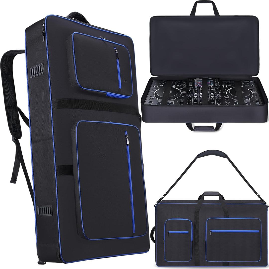 DJ Controller Case Compatible with XDJ-AZ, DJ Travel Gig Bag with 10MM Soft Padded & Multi-pocket for DJ Controller & Accessories (without Wheels)