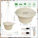 58 Pcs Plastic Hanging Planter Set with 2 Sets Potting Tools, Indoor Outdoor Flower Containers with Hooks Round Hanging Pots for Plants, Balcony and Garden Decor