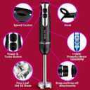 Upgraded 1100W 5-in-1 Immersion Blender Handheld - 20 Speed Turbo Stick Blender for Soups, Baby Food & Smoothies, Includes Food Processor,Milk Frother, Chopper, Whisk & BPA-Free Beaker