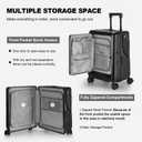 Ride On Luggage with Foldable Seat&Seat Belt,Hardshell Ride On Suitcase with Front Pocket,Lockable 4-Spinner Wheels,USB Port,TSA Lock,20 inch,Black, Medium