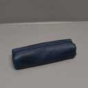 Genuine Leather Zipper Pen, Pencil & Cosmetic Case (Blue)