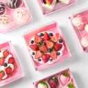 Kucoele 7 x 7 x 4 Inches Pink Paper Cake Boxes with Clear Lids, 20 Pack Square Charcuterie Boxes Disposable To Go Food Containers for 4-6 Inch Cake, Jumbo Cupcakes, Bakeries