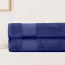BIOWEAVES 100% Organic Cotton Bath Sheet Set of 2 | Soft Oversized Bath Towels | 700 GSM Premium Bath Towel Sheet Set GOTS Certified - Navy Blue