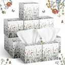 Fourluoo 12 Pack Fall Floral Facial Tissues Cube Boxes 600 Sheets 3 Ply Small Square Wildflower Face Tissues Bulk for Autumn Christmas Car Bedroom Supplies