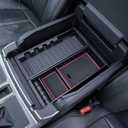 PIMCAR Center Console Organizer Tray for Ford F150 (2015-2020), Super Duty F250/F350/F450 (2017-2022), Expedition (2018-2024),ABS Plastic Single-Piece Design, Fits Factory Tray-Red Trim