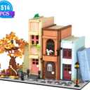 Creative Bookcase Building Set, Cafe House Building Block Toy Gift for Adults,Mini Bricks