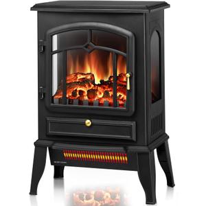 Electric Fireplace Stove with 3D Flame Effect, 1000/1500W & Flame-Only Mode, 22 inch