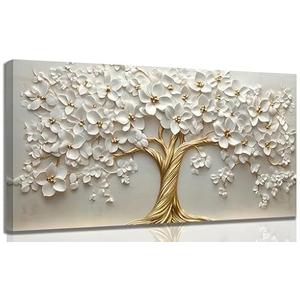 Large Tree of Life Canvas Wall Art, Gold Tree Painting Picture Wall Decor,Luxury Modern Poster Print Artwork for Living Room Bedroom Office Hotel Home Decoration 20 x40 inches