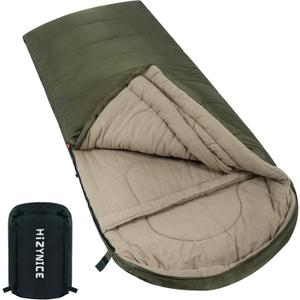 0 Degree Sleeping Bag 100% Cotton Flannel XXL for Adults Big and Tall Cold Weather Winter Zero Degree Camping, Free Compression Sack (90" x 39" Right Zip)