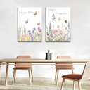 2Pcs Wildflower Nursery Canvas Wall Art Inspirational Floral and Plant Paintings Decorative Paintings Boho Girl Nurseries Poster Print Artwork Nursery Baby Room Living Room Bedroom Home Decoration