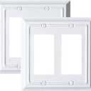 Metal Electrical Outlet Covers, Light Switch Cover Wall Plates, Mid Size Thicker Decorative Switch Plates,Receptacle Wall Plate of Modern Styles (Pure White, 2 Gang Decorator 2 Pack)