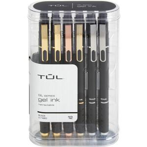 TUL GL Series Retractable Gel Pens, Medium Point, 0.7 mm, Black Barrel, Black Ink, Pack Of 12 Pens