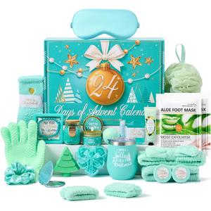 Advent Calendar 2025 Adult Women Teens, 24 Day Countdown Calendar with Christmas Tumbler Bath Salt Bomb Spa Gifts Christmas Basket Stuffers for Mom Wife Sister