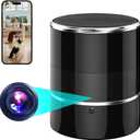 Security WiFi Camera in Bluetooth Speaker with 240 Viewing Angle,Wireless Security Cameras,Dome Cams Phone App,Hd 1080P,Motion Activated for Home Offices Store(2.4G /5G) (Black)