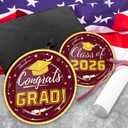 Graduation Party Plates and Napkins 2026 Congrats Grad Disposable Paper Plates Decorative Napkins Cocktail Napkins for Maroon and Gold Graduation Party Decorations, Serve 50