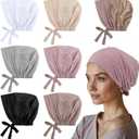 Cuffbow 6 Pcs Satin Lined Hijab Undercap for Women Muslim Turban Hijab Hat Inner Islamic Headwear Bonnet for Hat Sleep Cap