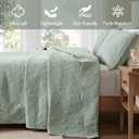 Madison Park Quebec King Size Quilt Bedding Set - Seafoam , Damask 3 Piece Bedding Quilt Coverlets Ultra Soft Microfiber Bed Quilts Quilted Coverlet