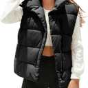 Himosyber Womens Puffer Vest Sleeveless Casual Loose Winter Warm Lightweight Stand Collar Down Jacket Coats (Small, Black)