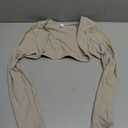 Women's Long Sleeve Shrug Cardigan Open Front Cardigan Short Vest Sun Protection Arm Sleeves, Beige, Size Large