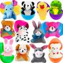 Prefilled Easter Eggs Filled with Stuffed Plush Animals Toys Inside for Easter Basket Stuffers, Easter Egg Hunt, Kids Classroom Prizes