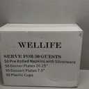 WELLIFE 350-Piece Gold Disposable Plates and Cutlery Set - Premium 10.25" Dinner Plates, 7.5" Dessert Plates, 9oz Cups & Cutlery for Weddings, Catering Events - 50 Guest Service - Elegant & Sturdy