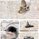 Art&Tuft Washable Rugs 9x12, Abstract Area Rugs 9x12 Living Room - Non Slip and Low Pile Soft Thin Rug for Bedroom, Dining Room, Kitchen, Office, Beige