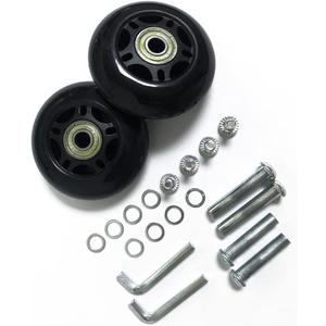 LOTOWELZON 2pcs Luggage Suitcase Replacement Wheels, 50/64/70/75/84/90mm Rubber Inline Roller Skate Wheels with 8mm(0.31") ABEC-7 608ZZ Bearings Repair Kits (Black)