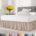 Wrap Around Dust Ruffle Bed Skirt - Wheat - for Queen Size Beds w/ 12 Inch Drop - Easy Fit Elastic Strap - Adjustable Pleated Bedskirt w/Brushed Fabric - Wrinkle Free - for Women, Men, Kids & Teens
