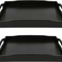 Bamboo Small and Large Food Serving Tray with Handles for Tea Snack Wooden Tray for Kitchen Counter Coffee Living Room Dinner Trays for Eating On Couch (16.5"X12.2" and 15.5"X11.2")