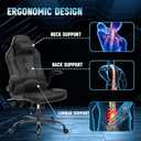 Gaming Chair Massage Office Chair Racing Desk Chair Ergonomic PC Executive High Back PU Leather Computer Chair with Lumbar Support Headrest Armrest Task Rolling Swivel Chair for Women Adults, Grey