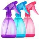 DilaBee Plastic Spray Bottles - 12oz (3 Pack) Water Spray Bottle for Hair, Gardening, Grilling & Cleaning Solution - Empty Spray Bottles for Cat - Small Spray Bottle (Purple, Blue, Pink)