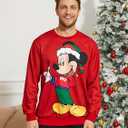 Disney family matching sweatshirt Stitch Mickey Spiderman print long sleeve winter Christmas mom dad kids loose fit red Size L