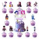 Cute Cartoon Happy Birthday Cake Toppers Set with 24Pcs Cupcake Toppers, 1Pcs Happy Birthday Cake Topper, Movies Themed Birthday Party Supplies, Perfect for Party Decorations