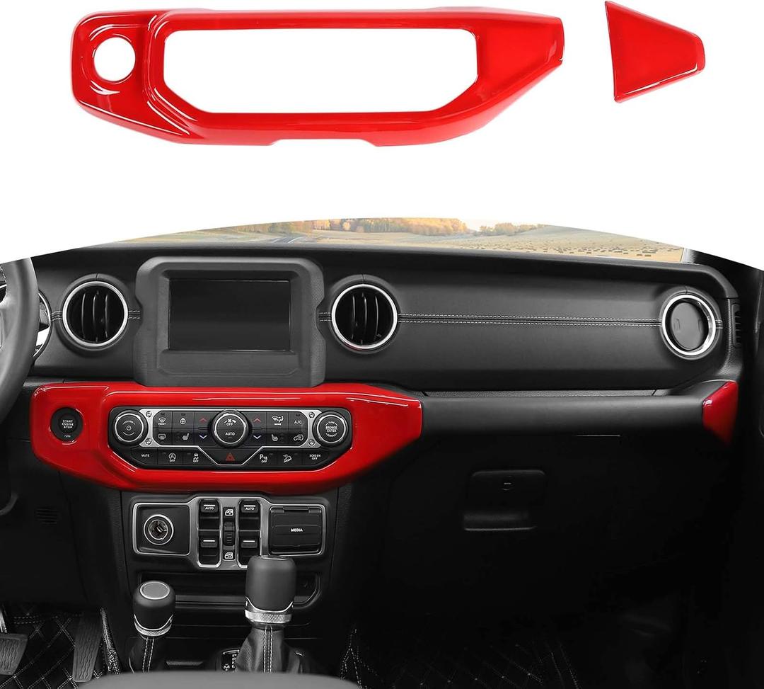 RT-TCZ for Wrangler JL Air Conditioner Switch Panel Trim Cover Red for Jeep Wrangler JL Gladiator JT 2018-2023 Red Interior Accessories