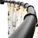 Abiglifty 36-75 Inches Curved Shower Curtain Rod, Adjustable Splicing Shower Curtain Rod, Rustproof Curved Shower Rods, Round Shower Rod for Bathroom, Bathtub, Stall, Need to Drill, Black