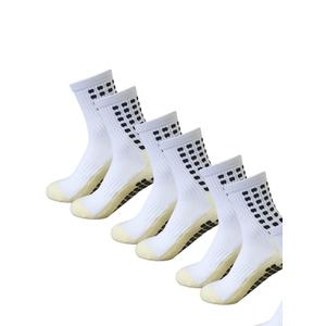 Yufree Pair of 3 Mens Grip Soccer Socks Non Slip Grippy Women Socks for Football Basketball Sports