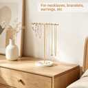 Mkono Necklace Holder Organizer, T-Bar Gold Jewelry Display Stand Wood Base