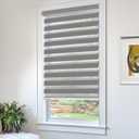 CHICOLOGY Zebra Blinds Cordless Window Shades, Dual Layer Light Filtering Roller Shades for Windows, Sheer Privacy Striped Fabric, Easy Install, 30" W x 72" H, Basic Slate