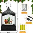 Christmas Snow Globe Lantern with Music & Timer, Santa LED Glitter Lantern, Battery Operated Christmas Globe Decoration, Fall Holiday Decor for Home (Black 1)