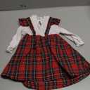 Noubeau Christmas Toddler Girl Plaid Dress Long Sleeve Bow Patchwork Rib Ruffled Shirts Dress Baby Xmas Outfit 6-9, M