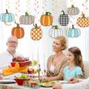 2 x Whaline 36Pcs Pumpkin Hanging Swirls Decoration Kit 9 Designs Fall Hanging Streamers with Pumpkin Cutout Cardboard Ornament Ceiling Spirals for Autumn Thanksgiving Home Party Decor