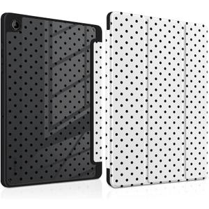 MEEgoodo Case for Samsung Galaxy Tab A11 Plus 2026/A9 Plus 11 inch 2024, Tablet Case with Transparent Acrylic Back Shell + Trifold Stand + Auto Wake/Sleep, Poka Dot Black