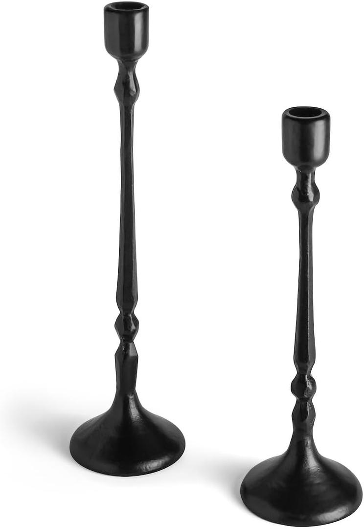 Candle Stick Holder Set of 2, Iron Taper Candle Holders, Tall Black Candlestick Holders for Dining Table Decor