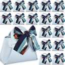 Abbylike 18 Pcs PU Leather Purse Gift Bags with Handles Ribbon Wedding Purse Party Favor Candy Boxes Treat Goodie Bag for Birthday Bridal Baby Showers Party (Blue)