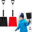 Lasnten 2 Pcs Kids Snow Shovels with D Handle Extendable Plastic Toddler Shovels 27 to 34 Inch for Car Trunk Winter Snow Removal Driveway Camping Yard Garden Activities