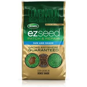 Scotts EZ Seed Patch & Repair for Sun and Shade Combination Mulch, Sun and Shade Grass Seed and Fertilizer for Bare Spots and Repair, Grows Anywhere, 10 lbs.