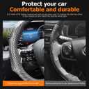 Zpana Carbon Fiber Car Steering Wheel Cover, Leather Non-Slip Vehicle Steering Wheel Cover for 14.5-15 Inch, Comfortable Auto Interior Protector Decoration Accessories, Universal Fit(Silver)