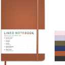 Lined Journal Notebook for Women Men, 200 Pages A5 Hardcover Leather Journals 5.7 x 8.3, A5 College Ruled Notebooks with 100 GSM Thick Paper for Writing, Travel, School, Office, Work, Business(Brown)