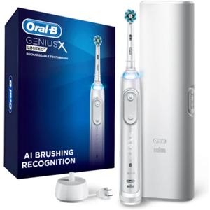 Oral-B Genius X Limited Rechargeable Electric Toothbrush with 1 Replacement Brush Head, Travel Case, White