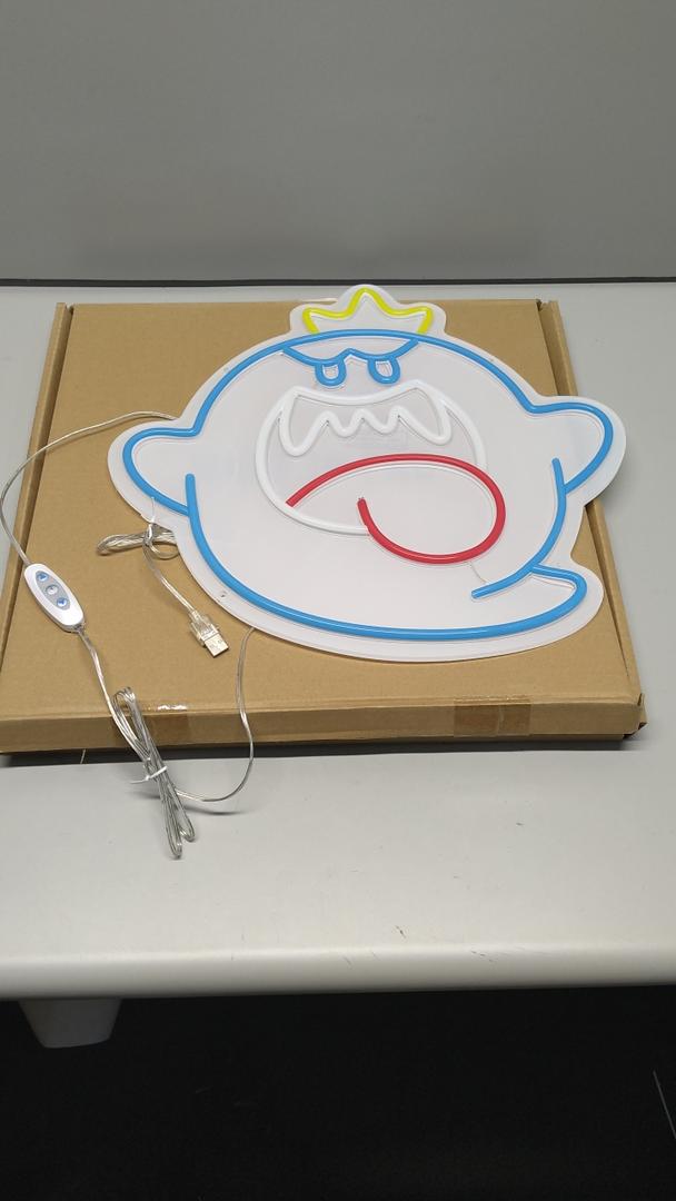 JOSEBRU Neon Sign King Boo The Ghost Face LED Neon Light Mario Lamp Acrylic Sign for Game Room Decor Gaming Light Accessory Gifts for Boy Room Decor (Blue)